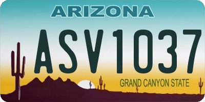 AZ license plate ASV1037