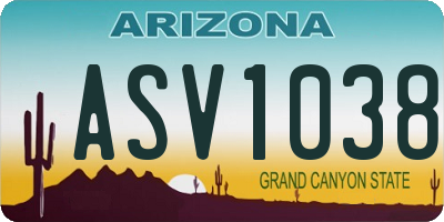 AZ license plate ASV1038
