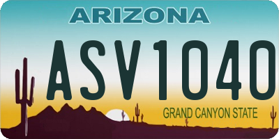 AZ license plate ASV1040