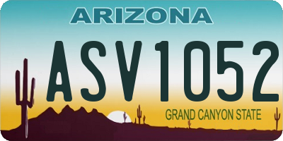 AZ license plate ASV1052