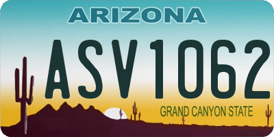 AZ license plate ASV1062