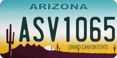 AZ license plate ASV1065