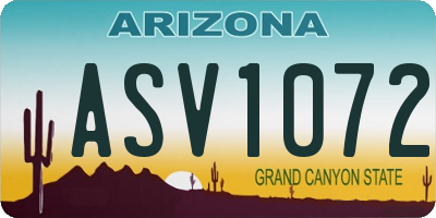 AZ license plate ASV1072