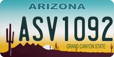 AZ license plate ASV1092