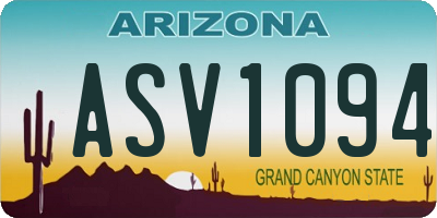 AZ license plate ASV1094