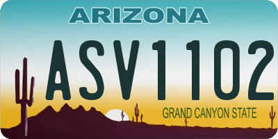 AZ license plate ASV1102