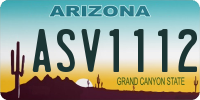 AZ license plate ASV1112