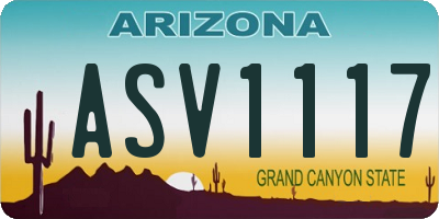 AZ license plate ASV1117