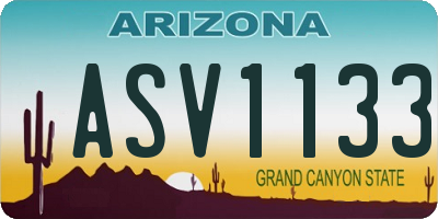 AZ license plate ASV1133