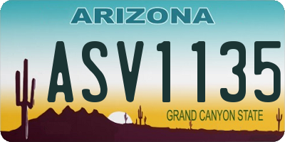AZ license plate ASV1135