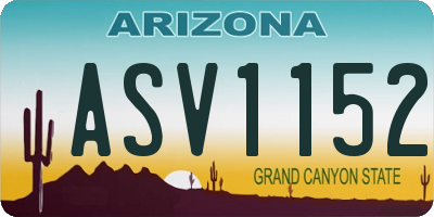 AZ license plate ASV1152