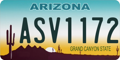 AZ license plate ASV1172