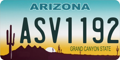AZ license plate ASV1192