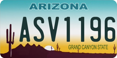 AZ license plate ASV1196