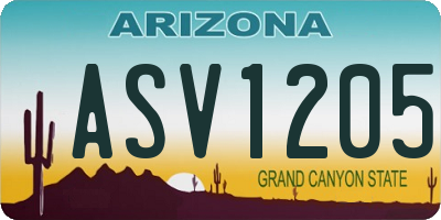 AZ license plate ASV1205
