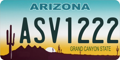 AZ license plate ASV1222