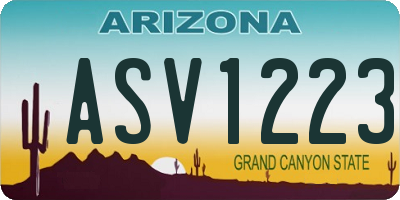 AZ license plate ASV1223