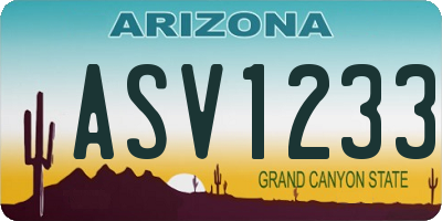 AZ license plate ASV1233