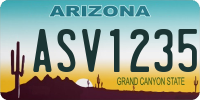 AZ license plate ASV1235