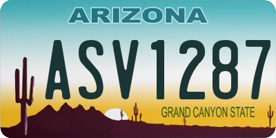 AZ license plate ASV1287