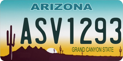 AZ license plate ASV1293