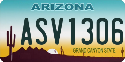 AZ license plate ASV1306