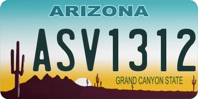 AZ license plate ASV1312