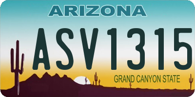 AZ license plate ASV1315