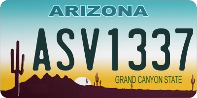 AZ license plate ASV1337