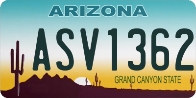 AZ license plate ASV1362