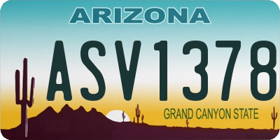 AZ license plate ASV1378
