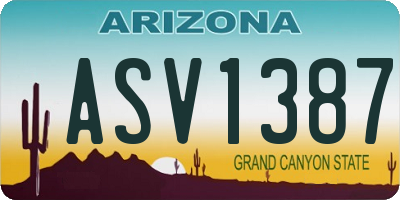 AZ license plate ASV1387