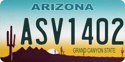 AZ license plate ASV1402