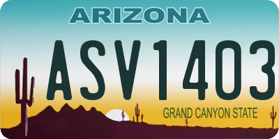 AZ license plate ASV1403