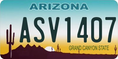 AZ license plate ASV1407