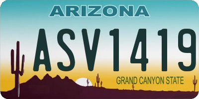 AZ license plate ASV1419