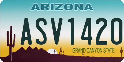 AZ license plate ASV1420