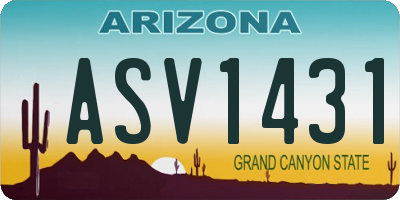 AZ license plate ASV1431