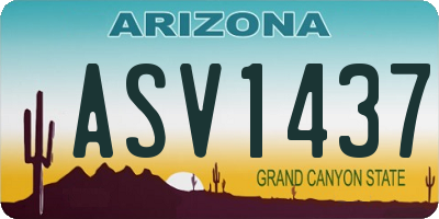 AZ license plate ASV1437