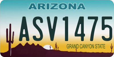 AZ license plate ASV1475