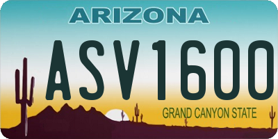 AZ license plate ASV1600