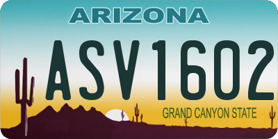 AZ license plate ASV1602