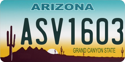 AZ license plate ASV1603