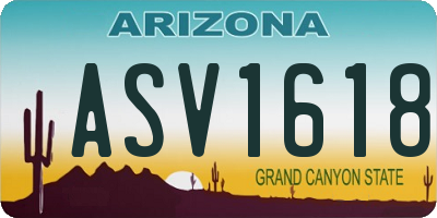 AZ license plate ASV1618