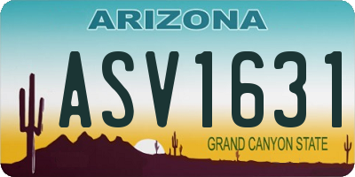 AZ license plate ASV1631