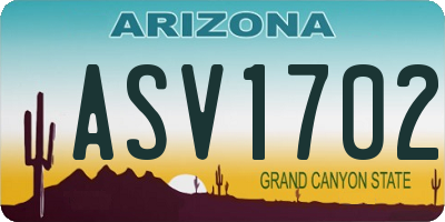 AZ license plate ASV1702