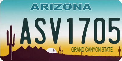 AZ license plate ASV1705