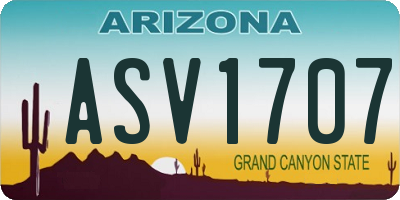 AZ license plate ASV1707