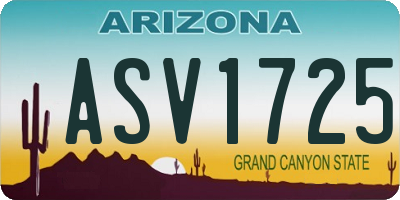 AZ license plate ASV1725