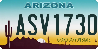 AZ license plate ASV1730